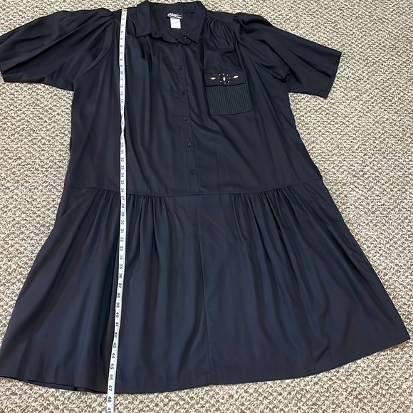 Vintage Chez California by Tandy Flowy Collared Drop Waist Midi Dress - Black - Picture 11 of 16